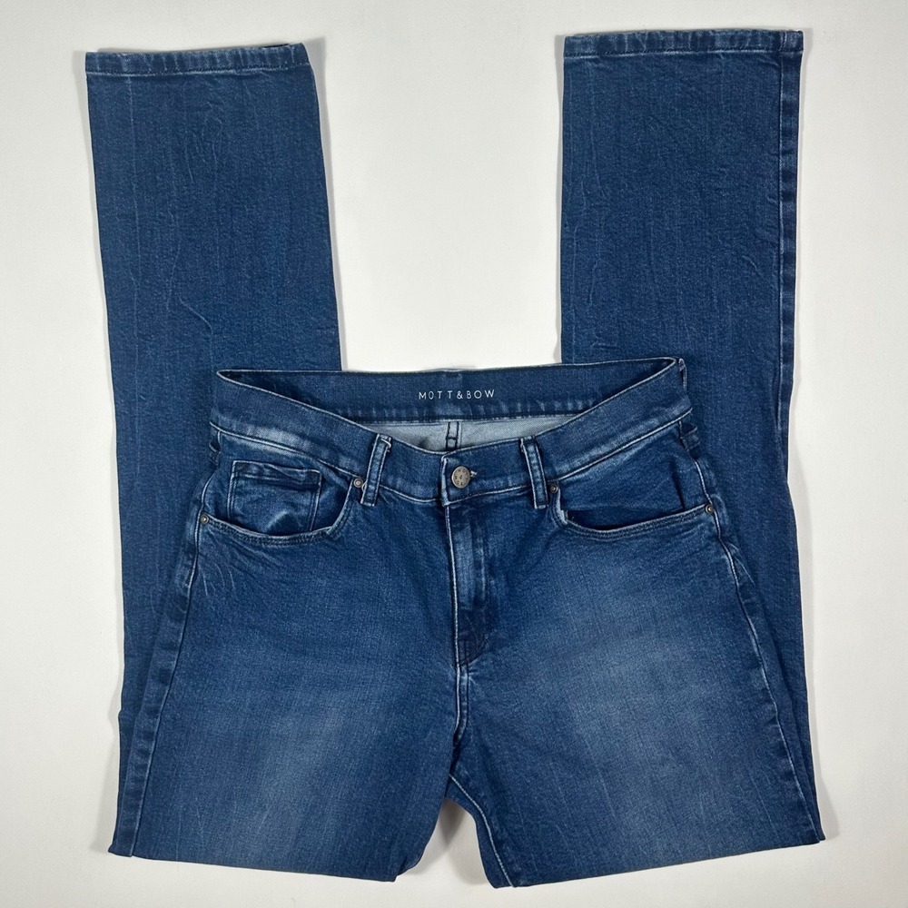 Mott & Bow Boyfriend Jeans Womens 31x32 Stretch Straight Leg Dark Wash Indigo